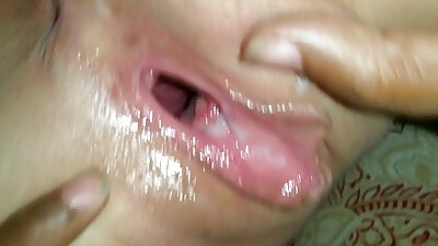 Sexy blonde with creampie filled pussy dripping cum after intense fuck